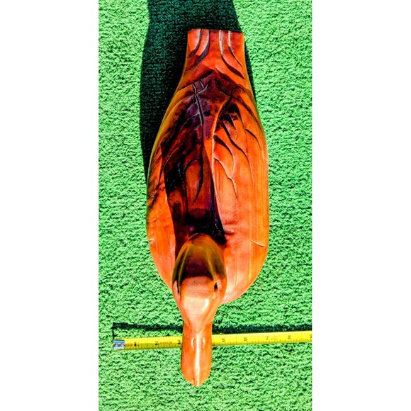 VTG HandCarved Large Wooden Mallard Duck Decoy 15 x 5" Decorative Figure GUC - Picture 4 of 8